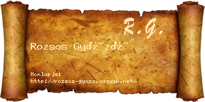 Rozsos Győző névjegykártya